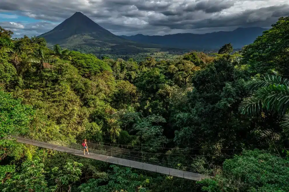 Arenal Volcano with low clouds in October